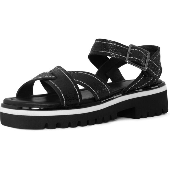 DONALD PLINER Pyper Pebbled Black Leather Lugsole Sandal, NEW! Size 9.5 - Picture 1 of 11